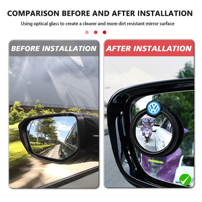 For Volkswagen VW 2Pcs Car Auxiliary Rearview Mirror Wide-angle 360° Adjustable Polo Jetta Sagitar Magotan Passat B5 B6 B7 CC C444
