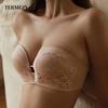 Sexy Women Strapless Bra Romantic Push Up Invisible Bralette Backless Small Breast Lace Brassiere Temptation Lingerie
