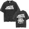 Retro Yuvilgan Vintage Ayollar Paxtali Yuvilgan Futbolkalar O-Bo'yin Eskirgan Qisqa Yengli ARCTIC MONKEYS Bosma Toplar