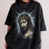 Vintage Christian Shirt, 90s Jesus Lightning Graphic Tee, Retro Comfort Colors Streetwear, Oversized Y2K Faith Top, Religious Gift