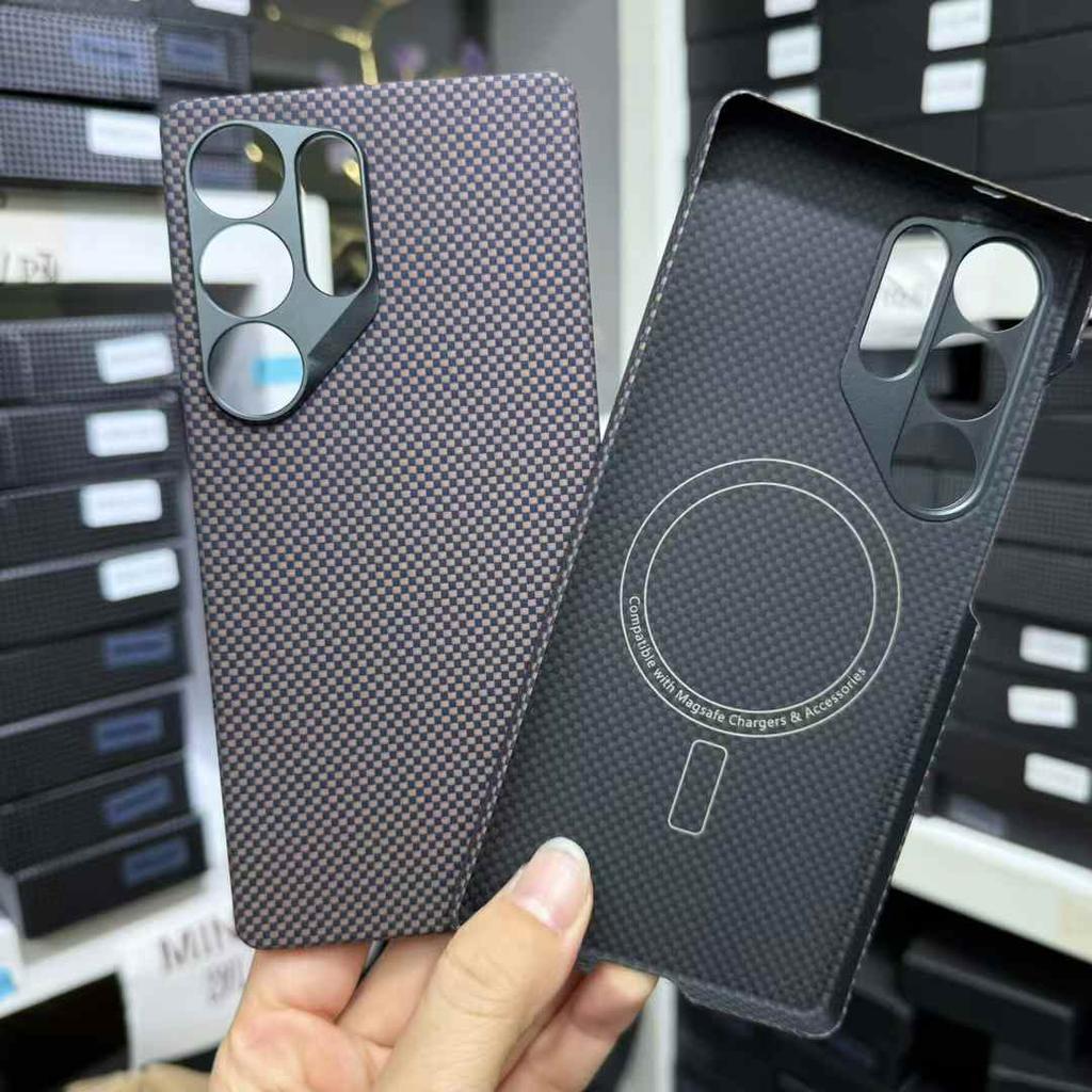 Aramid Kevlar Carbon Fiber Hard Case for Samsung S25 Ultra Magnetic Protective Shell Floating Woven Color Galaxy S24 Ultra Light Shell