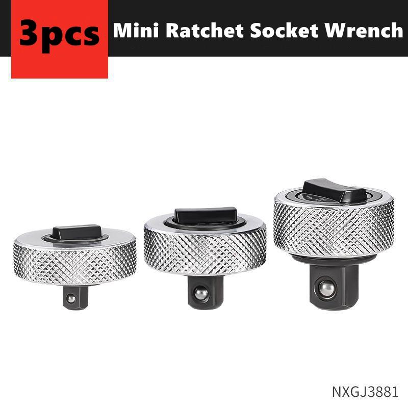 1/4" 3/8"1/2" Drive Palm Ratchet Wrench Set Reversible Ratcheting Finger Socket Driver Stubby Thumbwheel Ratchet for Tight Space