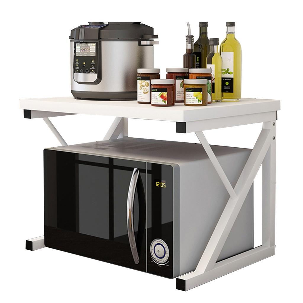 2-ярусная подставка для микроволновой печи, деревянная полка для хранения, Z-образная, экономящая место, кухонный кронштейн, органайзер для шкафа, металл + дерево, 21,25x13,77x14,17 дюйма