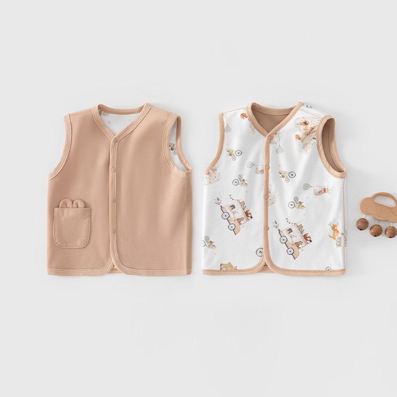 Reversible Newborn Cotton Vest: Double-Layer, Sleeveless, Spring/Autumn Style