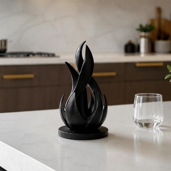 Modern Sculpture for Living Room 3D Printed Abstract Flame Sculpture, Minimalist Twisted Art Decorative Soft Furnishing Item Statue Desk And
