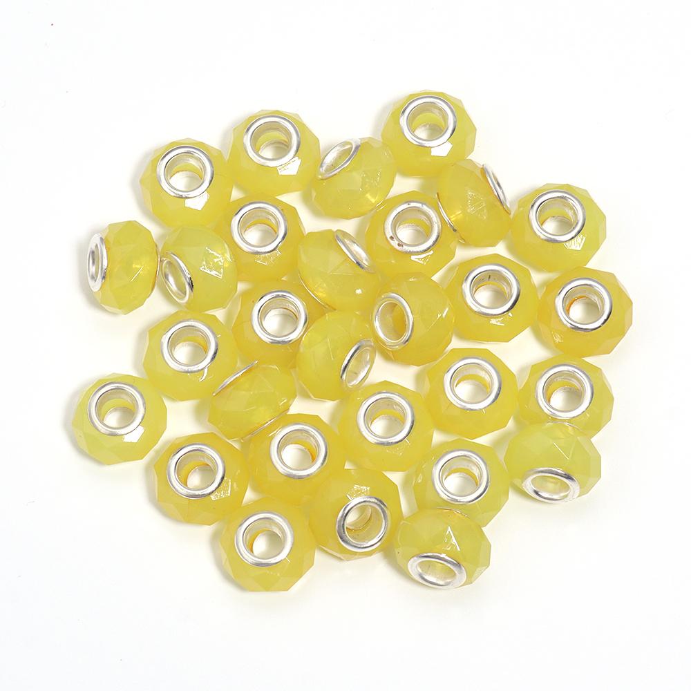 20pcs/Lot 14mm Jelly Color Faceted Resin Beads Big Hole Spacer Loose Beads For Jewelry Making DIY Bracelet Necklace Wholesale