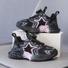 Girls shoes autumn 2025 new children's non-slip sneakers black rotating button breathable dad shoes girls