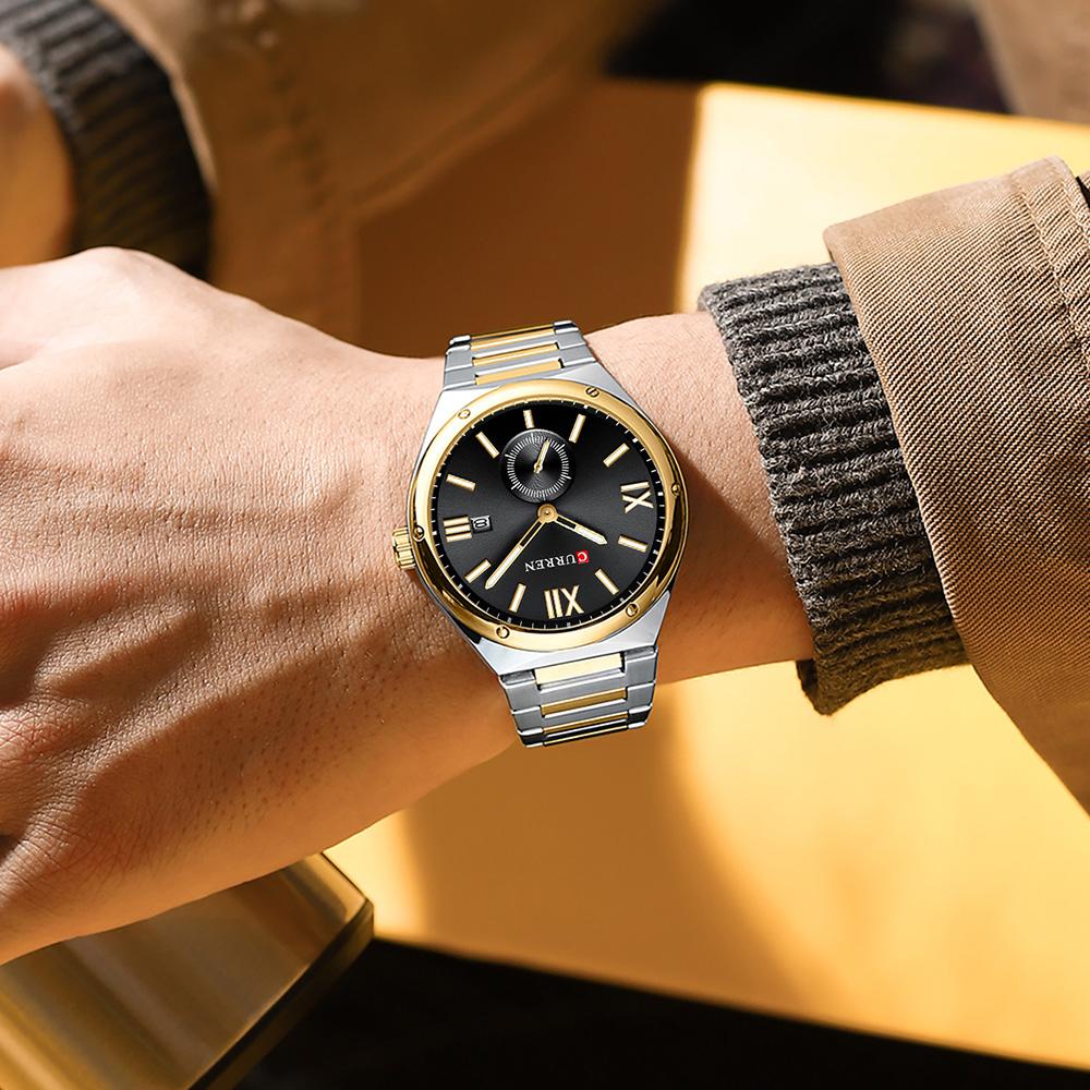 CURREN Роскошные часы Бизнес Водонепроницаемые Мужские часы Светящиеся Дата Нержавеющая сталь Квадратные Кварцевые Мужские часы Повседневные Бизнес Наручные часы