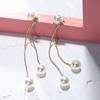 Красочные L 925 стерлингового серебра тренд имитация жемчуга длинные серьги свадебные серьги-подвески модные корейские ювелирные изделия серьги