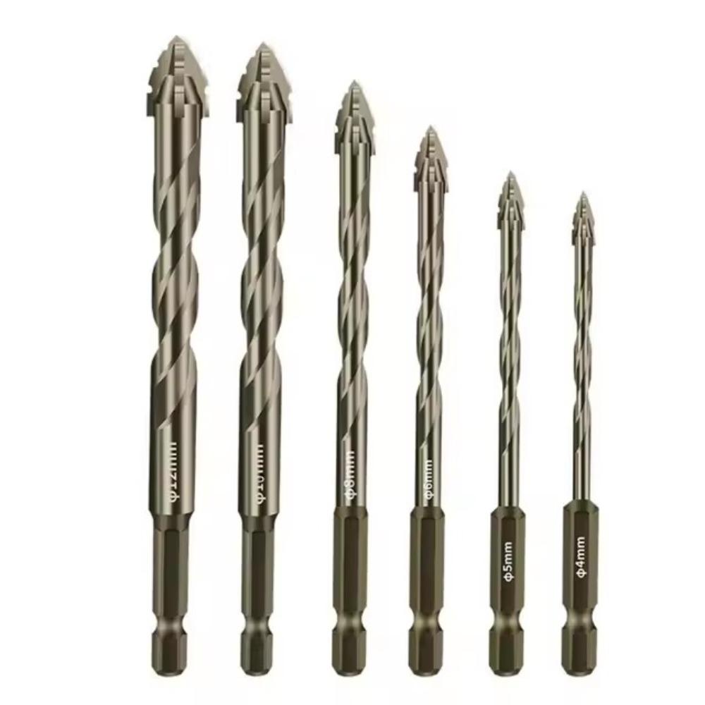 Four-Edged Eccentric Drill Bit Skewed Head Concrete Drill Bit Set for 4/6Pcs Drilling Tool