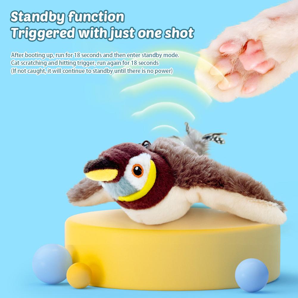 Интерактивные игрушки для кошек с зарядкой через USB, хлопающие крылья, играющие с птицами, игрушки для кошек, интерактивные игрушки для птиц, щебечущие птицы, плюшевые игрушки