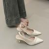 Wind Nude Wedge Heel Single Shoes Pointed Head Light Mouth Temperament Empty Bag Head Sandals Women