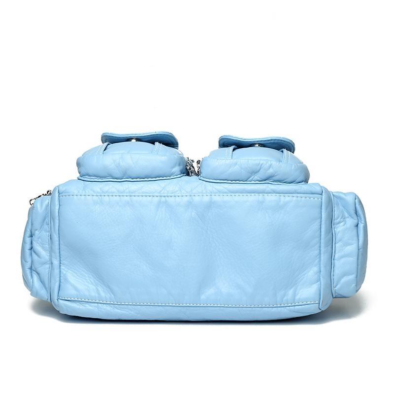 Летняя мода 2025 Синие наплечные сумки для женщин Маленькая сумка-шоппер Однотонная из мягкой кожи Сумка-кроссбоди Дамская дорожная сумка-тоут