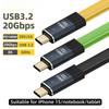 USB3.2 20Gbps Type C To Type C Flat Data Cable ThunderBolt 3 PD100W 5A USB-C Cord For iPhone 15 16 Samsung Xiaomi