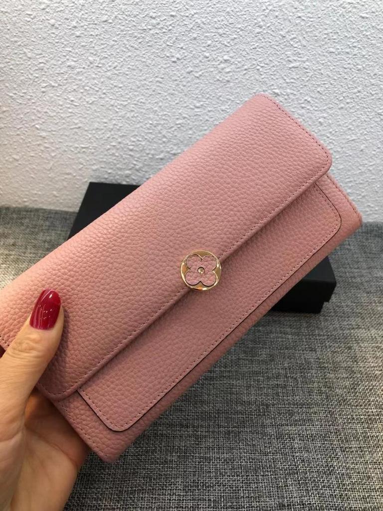 Элегантный женский кошелек-клатч из натуральной кожи с изображением четырехлистного клевера — модный длинный дизайн двойного сложения.