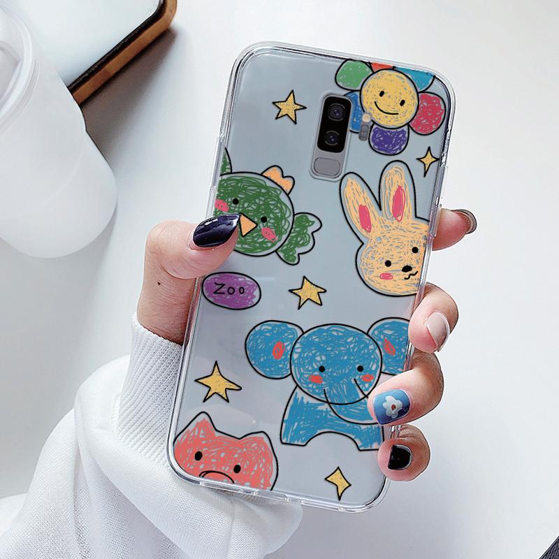 Чехол для телефона Samsung Galaxy S9 S 9 Plus Мультяшная задняя крышка Прозрачный мягкий силикон Цветок Funda Для Samsung s9 S9+ Милый Capa