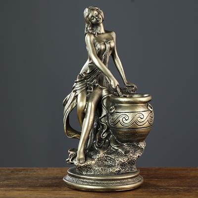 Скандинавская статуэтка богини, ретро, имитация меди, фигурка, полимерная скульптура, домашний эстетический декор, украшения для книжной полки, настольное искусство