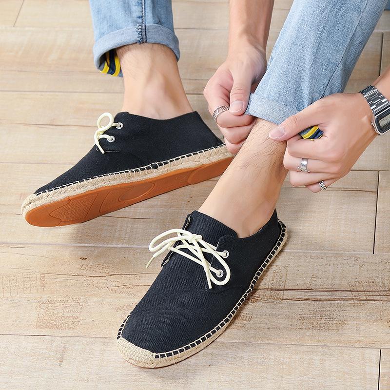 2024 Мужская повседневная парусиновая конопляная стелька Fisherman Light Shoes Ethnology Style Men Espadrille Flats Shoes Летняя повседневная обувь Обувь для вождения