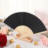 1pcVintage Black Bamboo Folding Fan - Handmade Vintage Chinese Style, Lightweight and Durable, Perfect Gift for Ladies and Girls