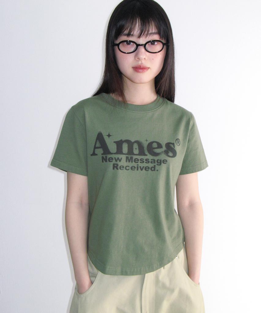 AMES-WORLDWIDE Укороченная футболка с округлым низом Хаки