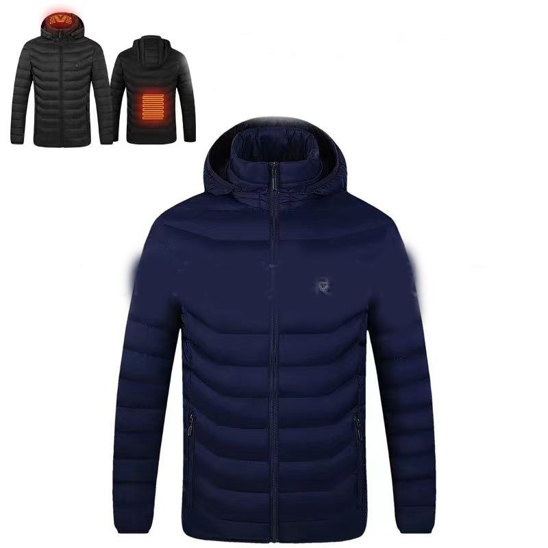 Men Heated Jackets Outdoor Coat USB Electric Battery Long Sleeves Heating Hooded Jackets Warm Winter Thermal Clothing