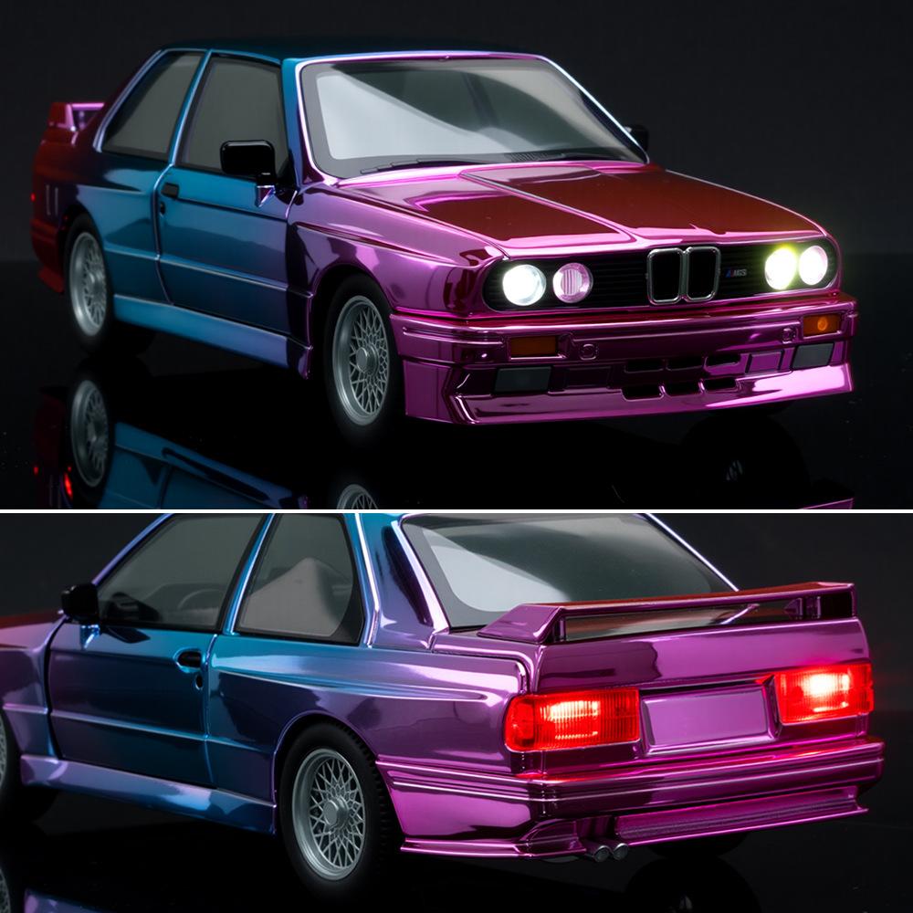 1/24 BMW M3 E30 ГАЛЬВАНИКА Модель из сплава Модель автомобиля из сплава Звук и свет Инерционный Детская игрушка Коллекционные предметы Подарок на день рождения