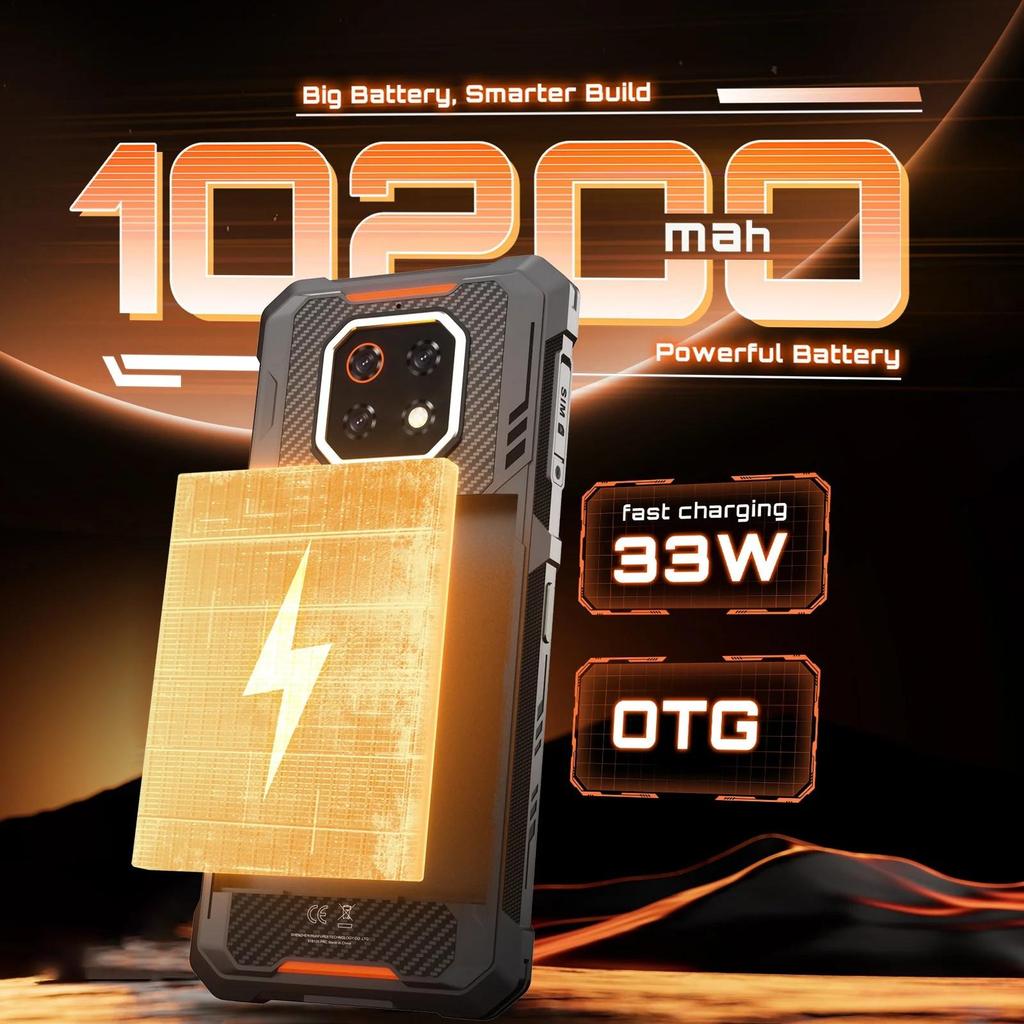 Тонкий защищенный смартфон Cubot KingKong ES 3, Android 15, NFC, огромный аккумулятор 10200 мАч, 6 ГБ ОЗУ, 256 ГБ ПЗУ, 6,745-дюймовый экран 120 Гц