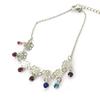 [M7530] - 'Rosa Romantica' Tutti Frutti Silver Ankle Chain