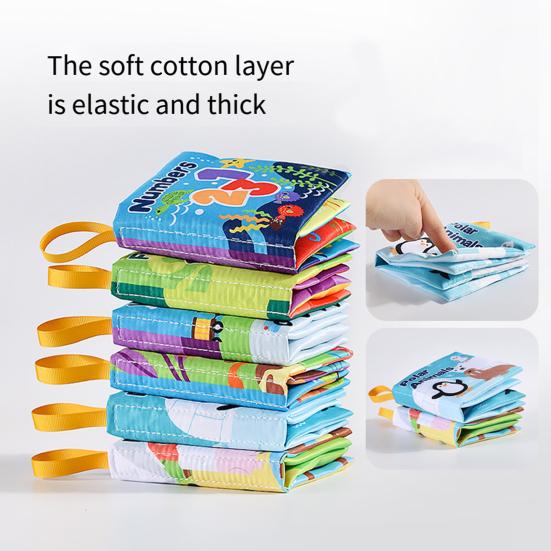 Детская тканевая книжка Встроенный звук Бумага Животные Цифры Фрукты Транспорт Красочные мультяшные принты Развивающая игрушка для развития мозга Сенсорная книга