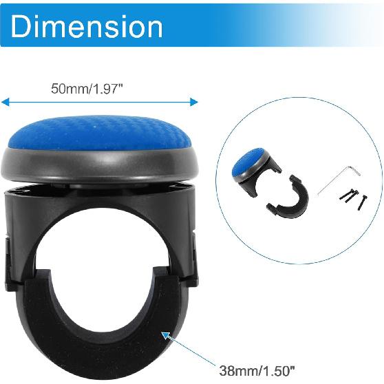 38mm Car Steering Wheel Knob Carbon Fiber Texture Vehicle Steering Wheel Rotator Ball for SUV Pickup Trucks Semi-Trailers Vans Boats Blue Black 1 Set