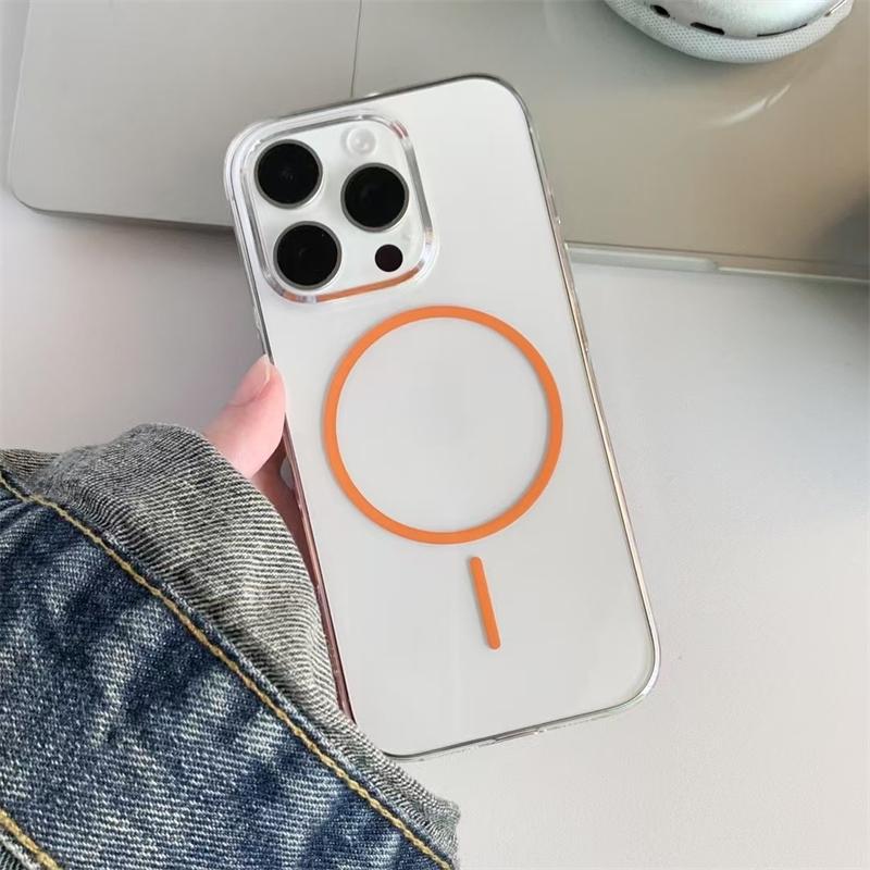 Прозрачные жесткие ПК чехлы для телефона Magsafe для iPhone 16 15 14 13 12 11 Pro Max 16e Plus Магнитная беспроводная зарядка Прозрачная крышка