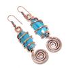 Blue Chalcedony Copper Electroformed Earrings, Handmade Gemstone Earrings Jewelry, Gifts For Wife Brand New Earrings