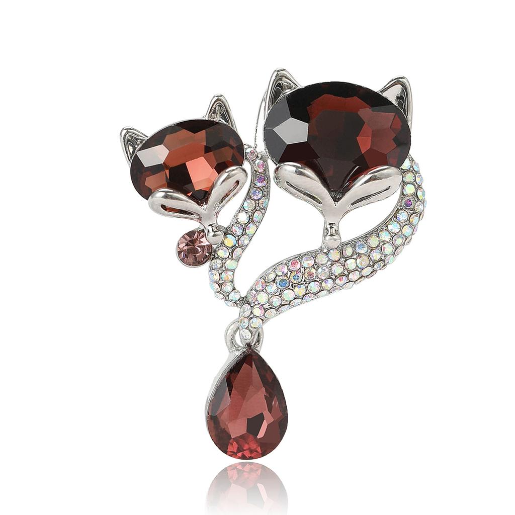 Модный сплав горный хрусталь кулон лиса брошь милый темперамент женская одежда корсаж ювелирные изделия булавка