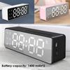 Bluetooth Speaker LED Mirror Display FM Radio Speakers Wireless  Alarm Clock