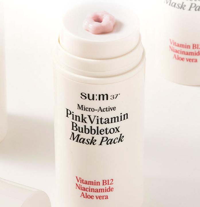 SUM37 Микро-Активная Розовая Витаминная Маска Bubbletox 100 мл – Осветляющая и Очищающая Поры