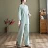 Cotton And Linen Women's Clothing Suit Chinese Style Traditional Clothing Two-piece Set