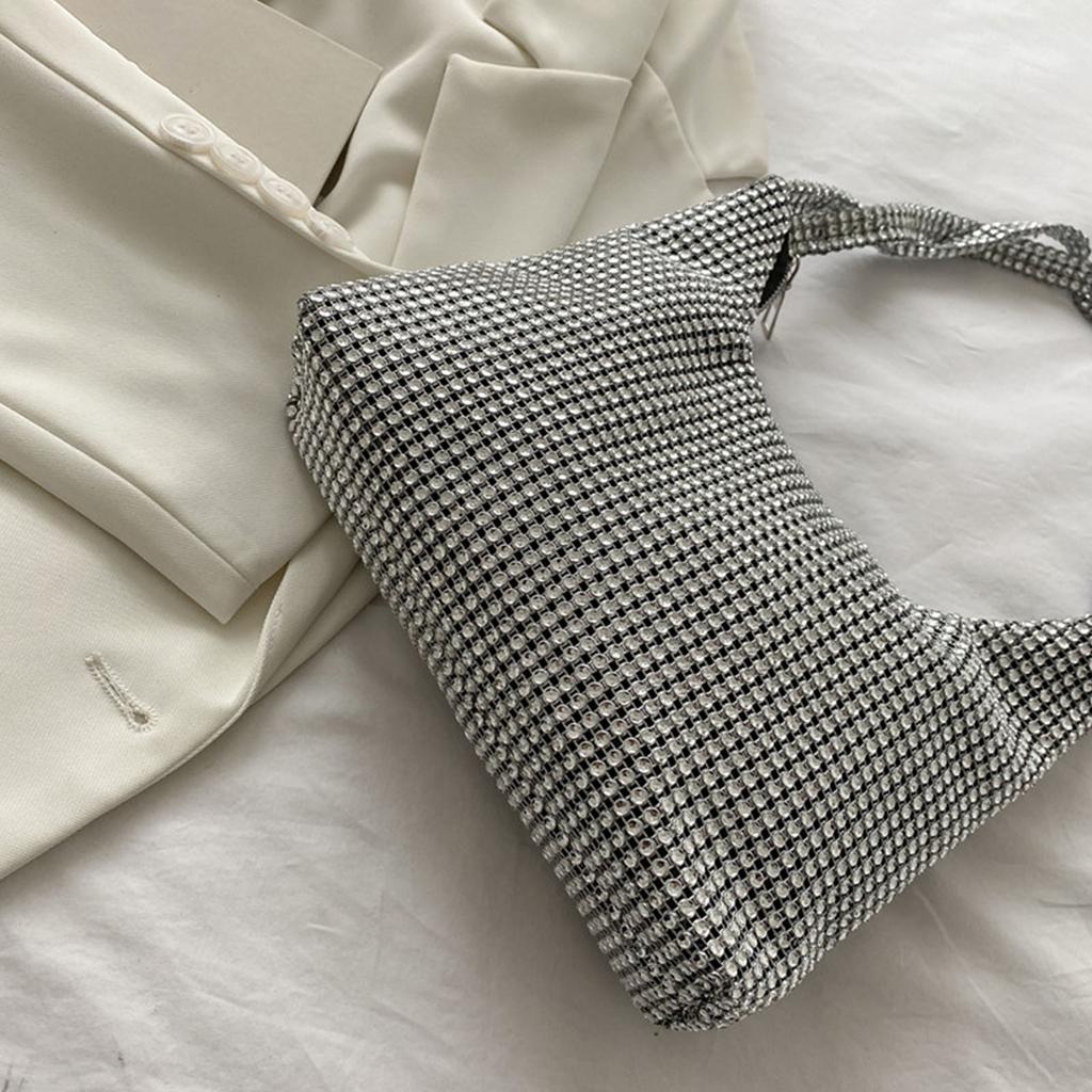 Нежная сумка через плечо для сумки со стразами, клатч, сумочка, вечерняя сумочка, серебристая блестящая сумка подмышкой на День святого Валентина