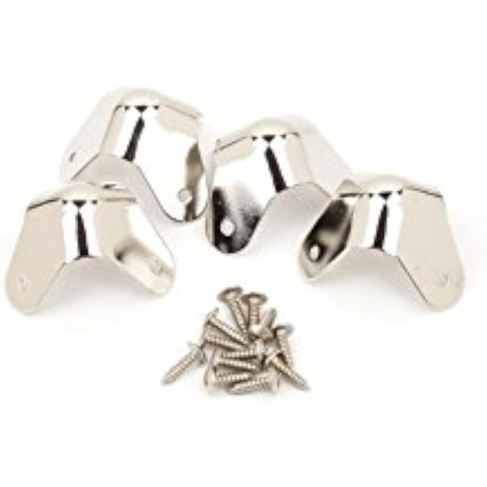 Fender Parts Pure Vintage 3-Screw Mount Amplifier Corners, (4), Nickel