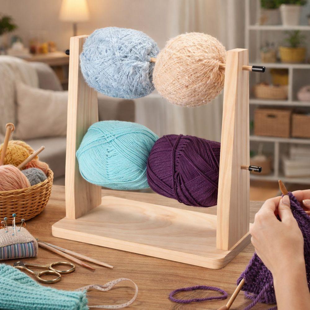 Manual Wool Storage Rack Vertical Rotating Yarn Ball Stand Easy Assembly Thread Holder DIY Craft