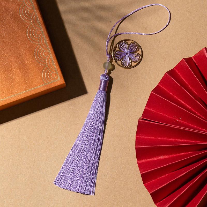 1PC Craft Thousand Leaf Tassel Pendant Polyester Peach Blossom Tassel Beads Charms