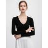 Deep V Neck Stylish Niche Style Long Sleeves T-shirt Female 2025 Spring & Fall Modal Inner Match Thin Knitting Bottoming Shirt Tops