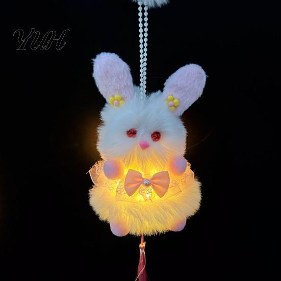 Soft Plush Rabbit Toy for Photo Prop Mid Autumn Lantern, Handheld Cute Bunny Night Light, Atmosphere Lighting Outdoor Outings Market Vending