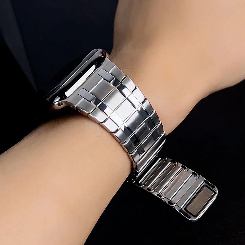 Магнитный ремешок AP для Apple Watch 49 мм Strap Ultra 2 Мужские ремешки из нержавеющей стали для Iwatch 10 9 7 8 Se 46 мм 45 мм 44 мм Correa
