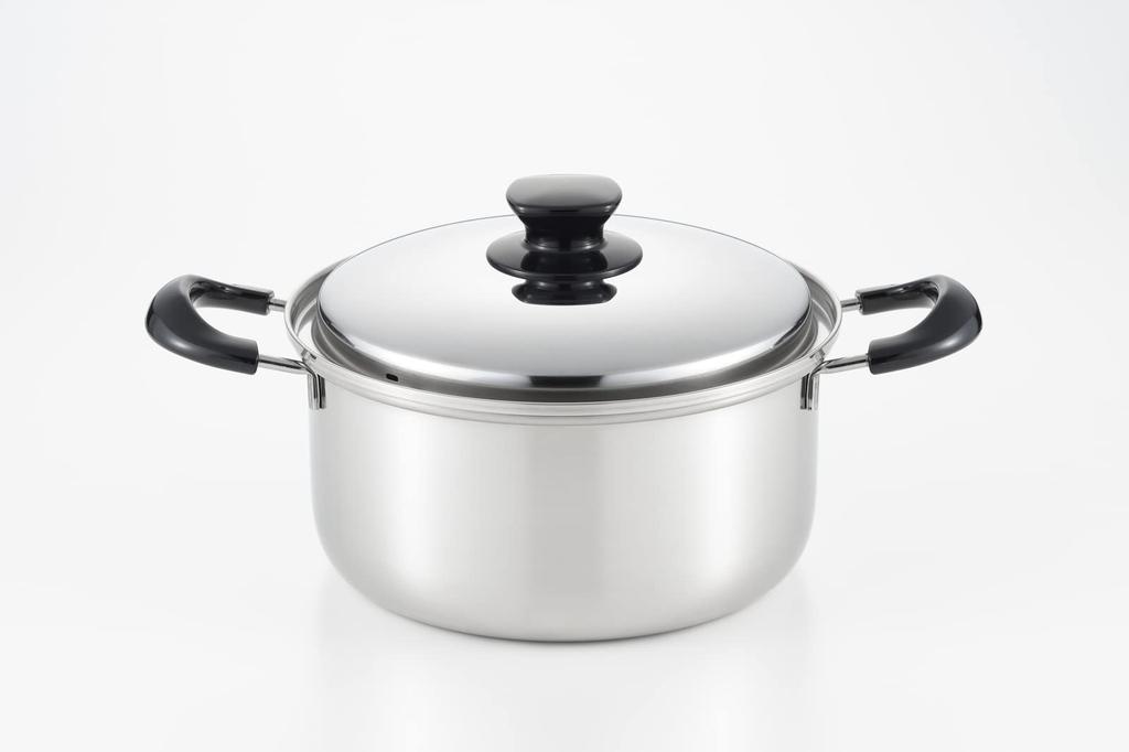Yoshikawa Integrate 22cm Pot with Induction and Direct Heat Made in SJ3396 Tsubame-Sanjo 4.5L Double-Handled Lid, Compatible, Japan,