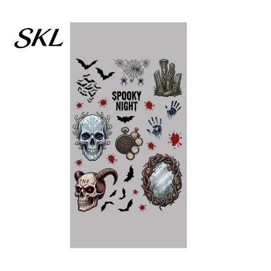 And Skull Cling Halloween Electrostatic Glass Stickers, Demon Blood Handprints Bats Scary Window Outline Decal Clings, Spooky Stickers for Doors