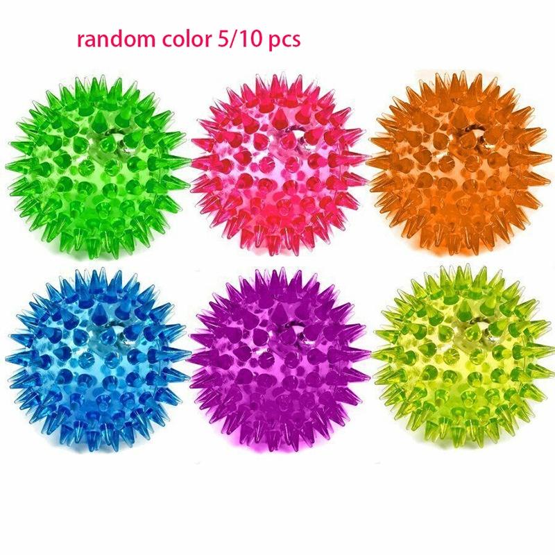 Оптовый мяч для питомца, мигающий и колючий, случайного цвета, материал TPR