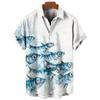 Men's Hawaiian Shirts 3D Print Fish Graphics Fashion Button Short Sleeve Lapel Streetwear Hawaiian Blouse Shirts for Men Summer