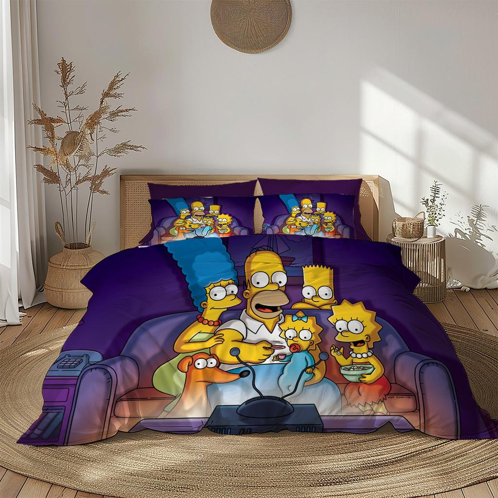 Swimming Simpsons Duvet Cover Set Single Twin Double Queen King Cal King Size Bed Linen Set