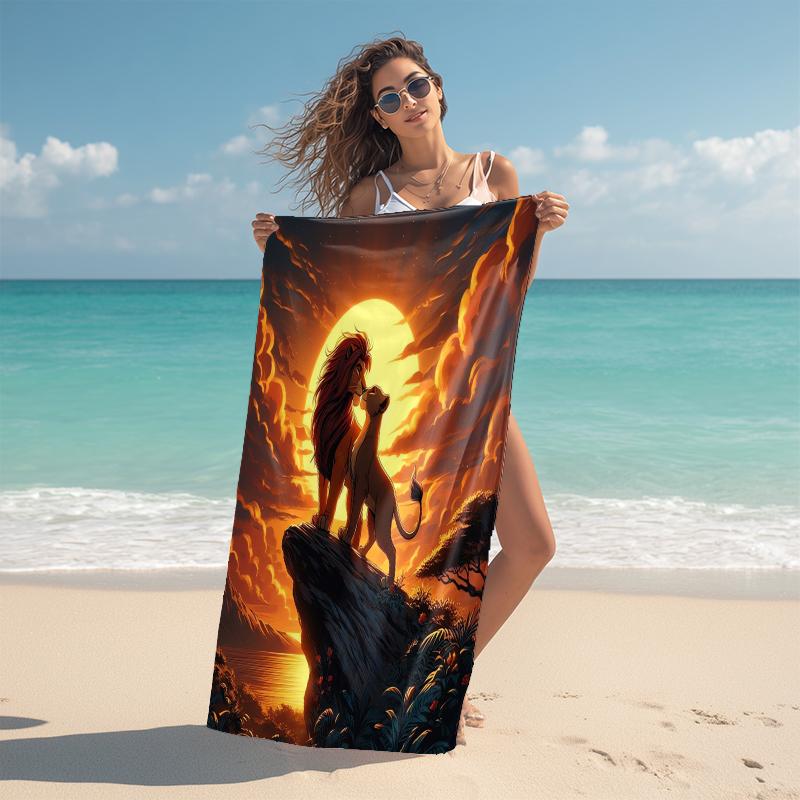 1Pc Lion Sunset Majesty Beach Towel Microfiber Beach Towel Thin Absorbent For Beach Swimming Yoga Bath Sports 0917271