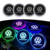 Car logo Cup Holder Bottom Pad LED Light Colorful Coaster For Volkswagen VW GTI Rline R Polo Golf Passat Tiguan Car Accessories